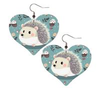 Cute cartoon hedgehog Leather Earrings for Women Heart Earring Lightweight Dangle Earrings Jewelry Gifts