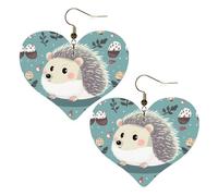 Cute cartoon hedgehog Leather Earrings for Women Heart Earring Lightweight Dangle Earrings Jewelry Gifts, One Size, No Gemstone
