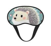 Cute Cartoon Hedgehog Sleep Mask for Side Sleeper Soft Breathable Sleeping Eye Mask Blackout Silk Eye Sleep Shade Cover with Elastic Strap Night Blindfold for Women Men Travel Nap