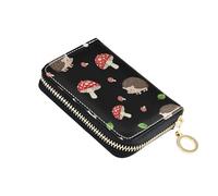 Cute Cartoon Hedgehog Spot Mushroom Women's Wallet Leather Credit Card Holder RFID Blocking Fun Zipper Wallet with Coin Pocket