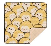 Cute Cartoon Hedgehog Yellow Soft Padded Baby Activity Play Mat for Indoor Outdoor Cozy Breathable Infant Play Mat for Baby Kids Toddlers Infants, 50'' x 50''
