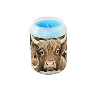 Cute Cartoon Highland Cattle Brown Reusable Paw Washer Soft Silicone Brush Pets Feet Cleaning Kit for Small Medium Large Breed Dogs, Cats limpia patas para perros