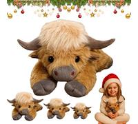Cute Cartoon Highland Cow Cuddly Toy, Weighted Highland Cow Plush, Cows Stuffed Animal (1PCS)