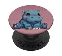 Cute cartoon Hippo chibi style cute baby hippo PopSockets Adhesive PopGrip