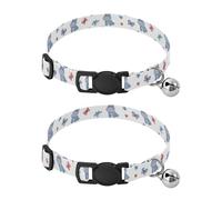 Cute Cartoon Hippos Cat Collar Breakaway with Bell 2 Pack Kitten Collars Adjustable Length 10.6" to 17.1"