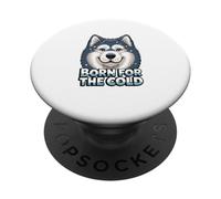 Cute Cartoon Husky: Born For The Cold PopSockets Adhesive PopGrip