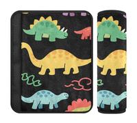 Cute Cartoon Illustration Dinosaur 2 pcs Seatbelt Covers Release Stress to Your Neck and Shoulders for Most Cars funda para cinturón de carro