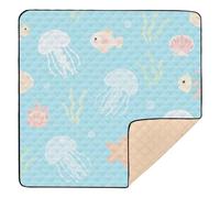 Cute Cartoon Jellyfish Sea Animal Large Sturdy Baby Activity Play Mat for Floor 1-Piecing Activity Entertainment Mat for Baby Kids Toddlers Infants, 50'' x 50''