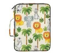 Cute Cartoon Jungle Animals Expandable Filing Folder, Binder Organizer Portfolio, Waterproof Nylon, Accordion Document Storage, 3 Ring Case Binder
