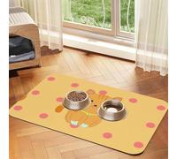 cute cartoon kitten Pet Absorbent Leather Tablecloth 30x45cm with Non-Slip Rubber Base for Cats and Dogs