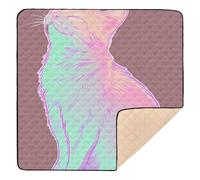Cute Cartoon Kitten Soft Padded Baby Activity Play Mat for Indoor Outdoor Comfortable Tummy Time & Crawling Mat for Babies Infants Toddlers, 50'' x 50''