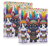 Cute Cartoon Kittens Colorful Three Ring Binders 1.5 Inch Hold 200 Sheets Cute Folders Portfolio Round Ring Planner Binder, 12.4x10.63x2.36inch, 1 Pack