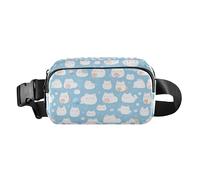 Cute Cartoon Kittens Fanny Pack Belt Bag Crossbody Bags for Women Adjustable Strap Everywhere Waist Pouch for Workout Running Light Blue