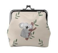 Cute Cartoon Koala Bears Pattern, PU Leather Coin Purse, Small Wallets, Change Pouch with Kiss Lock Clasp Buckle, Change Purse