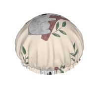 Cute Cartoon Koala Bears Pattern,Shower Cap Nightcap Double Layer Waterproof Elastic Bath Cap Reusable Hair Cap