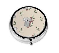 Cute Cartoon Koala Bears PatternMeta Pill Box 3 Compartment Medicine Case,Portable Organizer