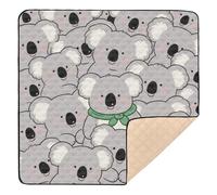 Cute Cartoon Koala Grey Large Stylish Baby Play Mat for Floor Non-Toxic Foldable Infant Play Mat for Baby Kids Toddlers Infants, 50'' x 50''