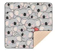 Cute Cartoon Koala Grey Soft Thick Baby Activity Play Mat for Indoor Outdoor Washable Travel Play Mat for Babies Infants Toddlers, 50'' x 50''