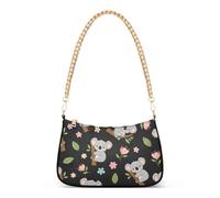 Cute Cartoon Koalas Pastel Floral Lady One Shoulder Bag for Women Casual Purse Hobo Formal Designer Handbags Zipper Closure