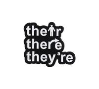 Cute Cartoon Letter Brooch Unique Their There They're Grammar Accessory Metal Badge Pin Novelty (White, 2.9x2.6CM)