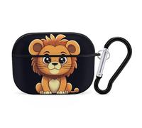 Cute Cartoon Lion AirPods Pro Case Cover with Keychain Ring PC Hard Shell Protective Case for AirPods Pro 2nd for Women Men Generation Easy Open Full Drop Protection Cover Black-Style