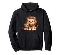 Cute Cartoon Lion and Cub Animal Illustration Pullover Hoodie