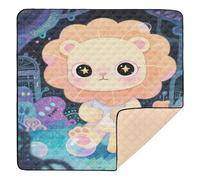 Cute Cartoon Lion Illustration Large Non-Slip Baby Play mat Foldable for Indoor Outdoor One-Piecing Foldable Tummy Time Mat for Babies Infants Toddlers, 50'' x 50''