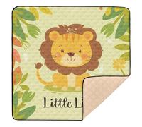 Cute Cartoon Lion Pattern Large Stylish Baby Gym & Activity Mat for Floor Comfortable Activity Gym Mat for Babies Infants Toddlers, 50'' x 50''