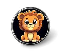 Cute Cartoon Lion Round Badge Cute Enamel Lapel Pin Brooches Button Pin Personalized Clothing Decoration Unisex Badge Holder Hats Bags Shirts Decor