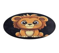 Cute Cartoon Lion Round Rug Soft Absorbent Bath Mat Entryway Anti Slip Rugs Farmhouse Front Back Door Mat 90 * 90cm for Bedroom Living Room Home Decorative