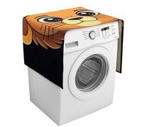 Cute Cartoon Lion Washing Machine Cover with Storage Pockets Washer Dryer Top Dust Cover 54.3" X 20.5" Refrigerator Kitchen Protective Pads Home Decor
