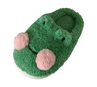 Cute Cartoon Little Frog Round Toe Cotton Slippers Winter Leisure House Bedroom Warm Women Time of Birth Soft Sole Slippers, Green, 6 UK