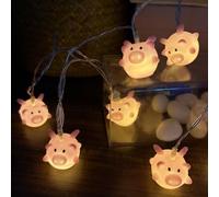 Cute Cartoon Little Pig String Lights,1.65M 10LEDs USB Powered Piglet Fairy Lights for Christmas Piggy Party Halloween Bedroom Night Lights Decoration (Pig-A, 1.65m/10led)