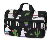 Cute Cartoon Llama Alpaca with Cactus Travel Duffel Bag for Men Women Boys Girls Teens,Oversized Sports Gym Bag with Shoes Compartment Overnight Weekend Yoga Workout Bag Training Handbag