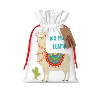 Cute Cartoon Llama Cactus Gift Bag with Handles and tag, Holiday Decoration, for Christmas, Birthday, Wedding - (M)