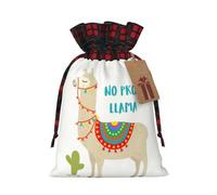 Cute Cartoon Llama Cactus Print Christmas Wrapping Bags Gift Bags With Drawstring, Xmas Party Presents And Favors