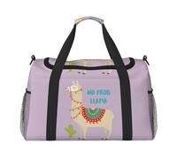 Cute Cartoon Llama Cactus Print Everyday Use Travel Duffle Bag Large Capacity Travel Bag Stylish Functional Bag, Black, One Size
