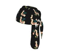 Cute Cartoon Llama Cactus Print Head Scarf Cycling Cap Under Helmet Breathable Quick Dry Tie Back Modern Fit Motorcycle Liner