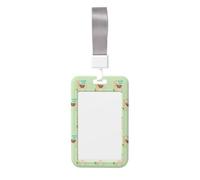 Cute Cartoon Llama Cactus Printed Id Badge Holder with Neck Strap Vertical Waterproof Name Card Holder for Office School