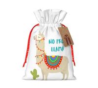 Cute Cartoon Llama Cactus Printing 4.7x6.9 Inch Christmas Bag Drawstring Closure,For Christmas Anniversaries Birthdays