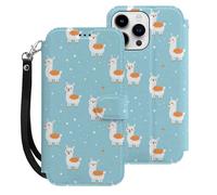 Cute Cartoon Llama Mobile Phone Front Flip Cases Compatible with iPhone 15/15 Plus/15 Pro/15 Pro Max Anti-Scratch Covers