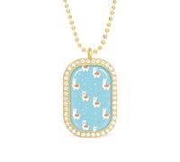 Cute Cartoon Llama Women's Alloy Long Necklaces Square Pendant Ladies Diamond Necklace Jewelry Gift Golden-style