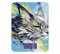 Cute Cartoon Lynx Mint Green Cool Baking Scale to weigh Food 11lb/0.18oz, 5kg/5g Cute gram Scale Kitchen with 4 Unit for Espresso Espresso Espresso báscula para pesar comida