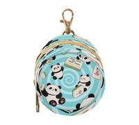 Cute Cartoon Mahjong Panda Newborned Boy Pacifier Case with Zipper and Clip Wristlet Wallet Key Holder, Newborned Essentials estuche para chupos
