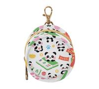 Cute Cartoon Mahjong Panda Newborned Girl Pacifiers Holder Case with Zipper and Clip Key Chain Wallet, Travel Accessories