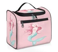 Cute Cartoon Mermaid Travel Toiletry Bag for Women Men Kids Girls Boys 11.2 L Big Cosmetic Makeup Bag Hanging Wash Pouch Bag Toiletries Organizer Shower Bag