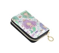 Cute Cartoon Mermaids Colorful Wallet Women Leather Credit Card Protector RFID Blocking Small Mens Wallet with Coin Pocket