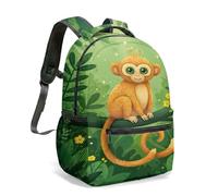 Cute Cartoon Monkey Banana Jungle Rucksack 40cm 360 Full Print School Bag for Primary School Girls Boys Pink Green Floral Tree Design (03)