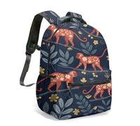Cute Cartoon Monkey Banana Jungle Rucksack 40cm 360 Full Print School Bag for Primary School Girls Boys Pink Green Floral Tree Design (05)