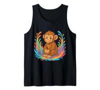 Cute Cartoon Monkey With Colorful Swirls Tank Top